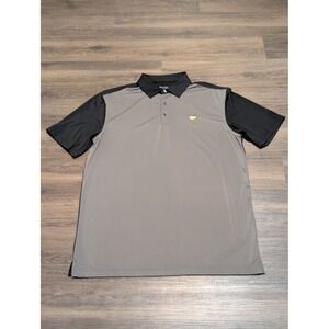 Masters Tech Golf Polo Shirt Mens Large Gray Black Colorblock Short Sleeve Logo